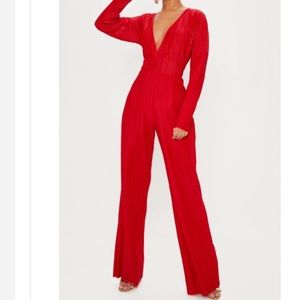Long Sleeve Red Jumpsuit